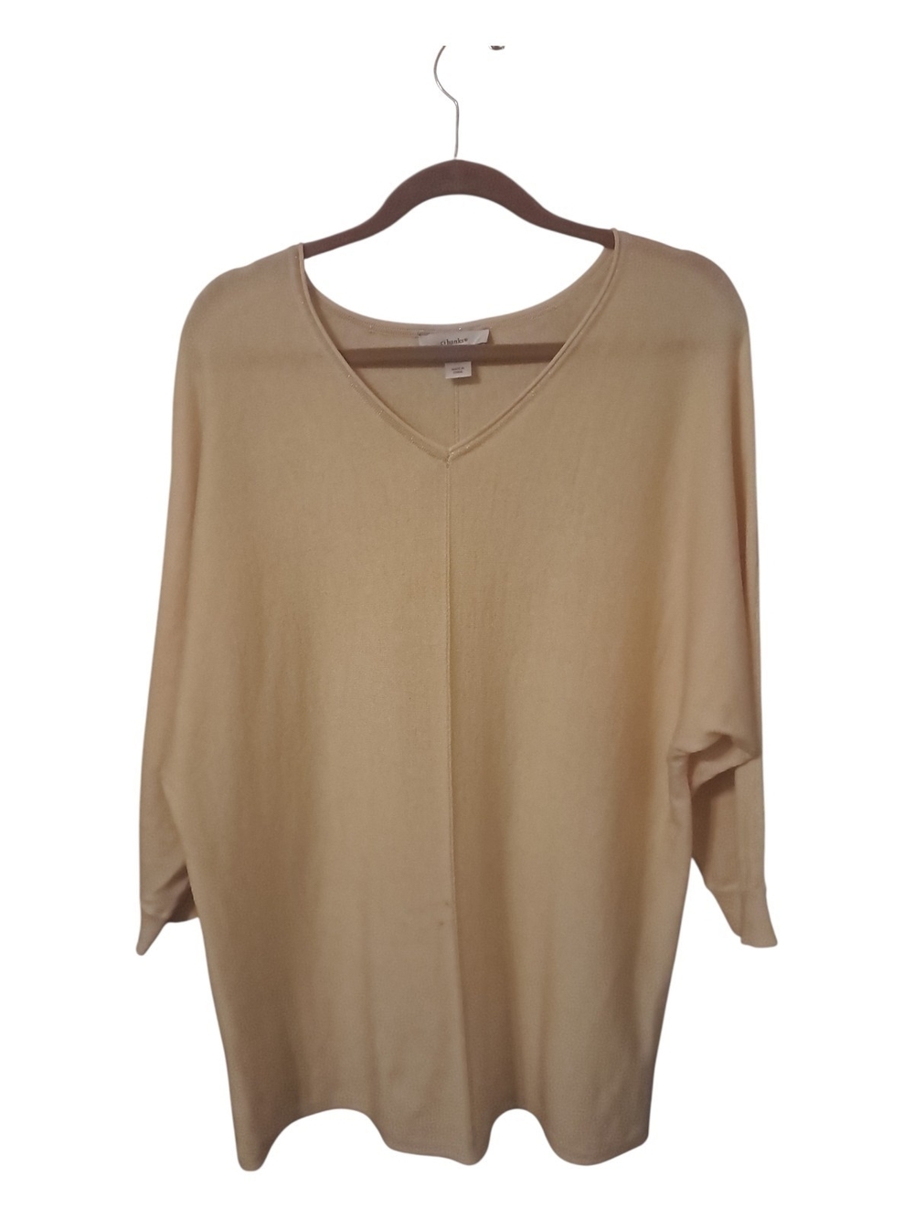 CJ Banks Cream V-Neck Lightweight Sweater